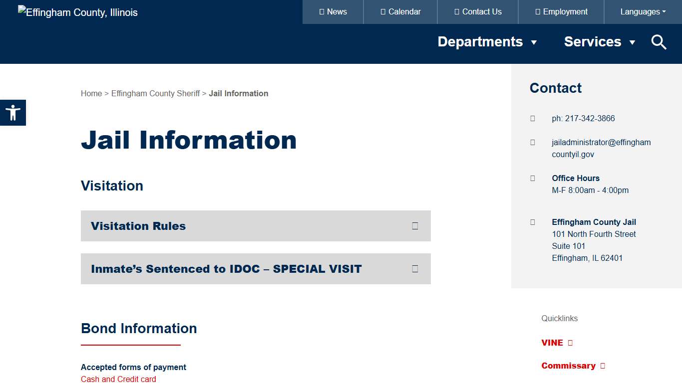 Jail Information - Effingham County, Illinois